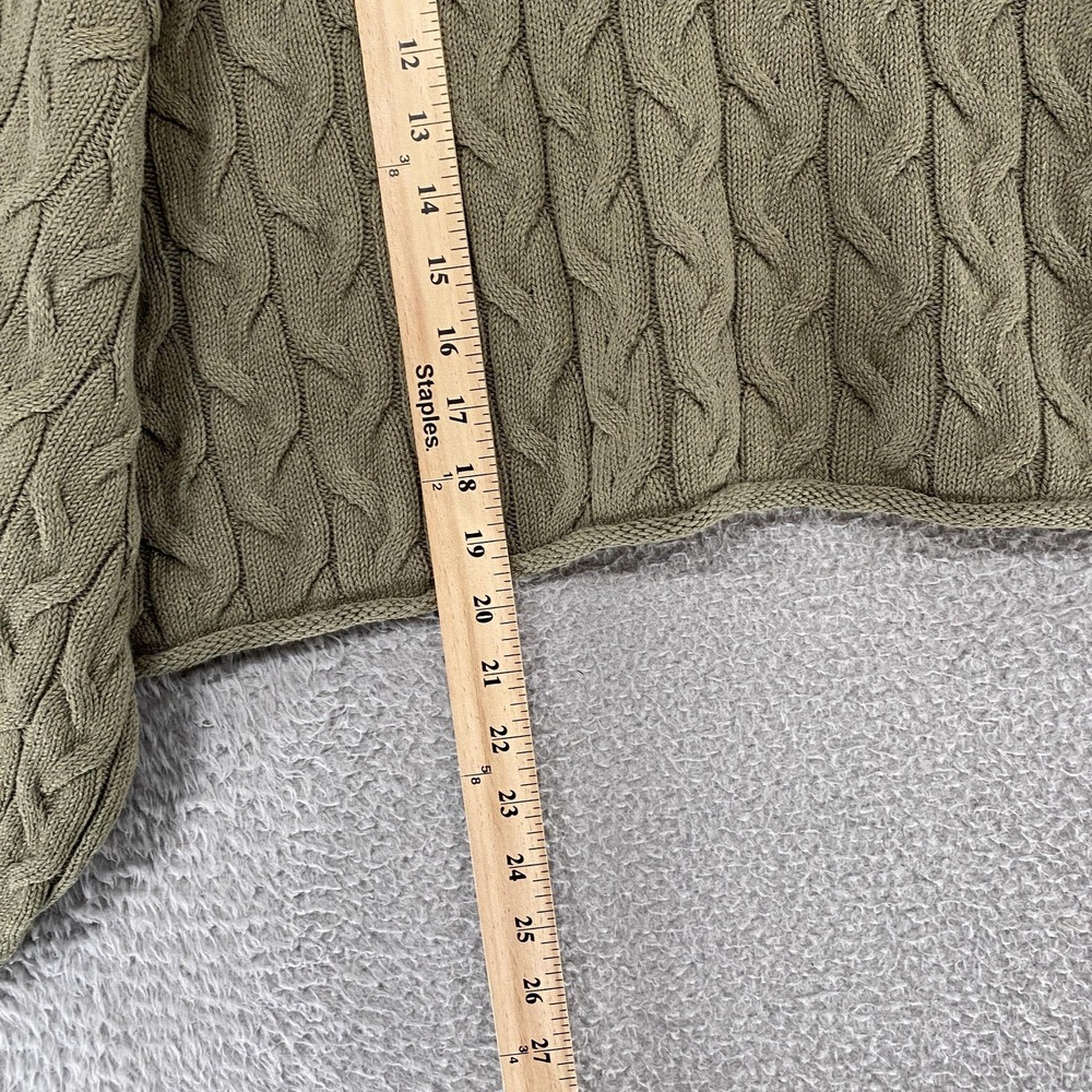 Zara Boxy Sweater Womens Large Green Cable Knit Cropped Balloon Sleeve Oversized - Picture 4 of 12